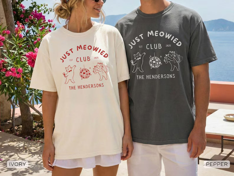 Just Married Cat Wedding Shirt Newlywed Couple Matching T-Shirt Comfort Colors Mr And Mrs Tee Just Meowied Honeymoon Gift For Bride Groom 577e9de5-bb88-4db3-b5e7-c40c9e6304f6-ggggg-1-.jpg