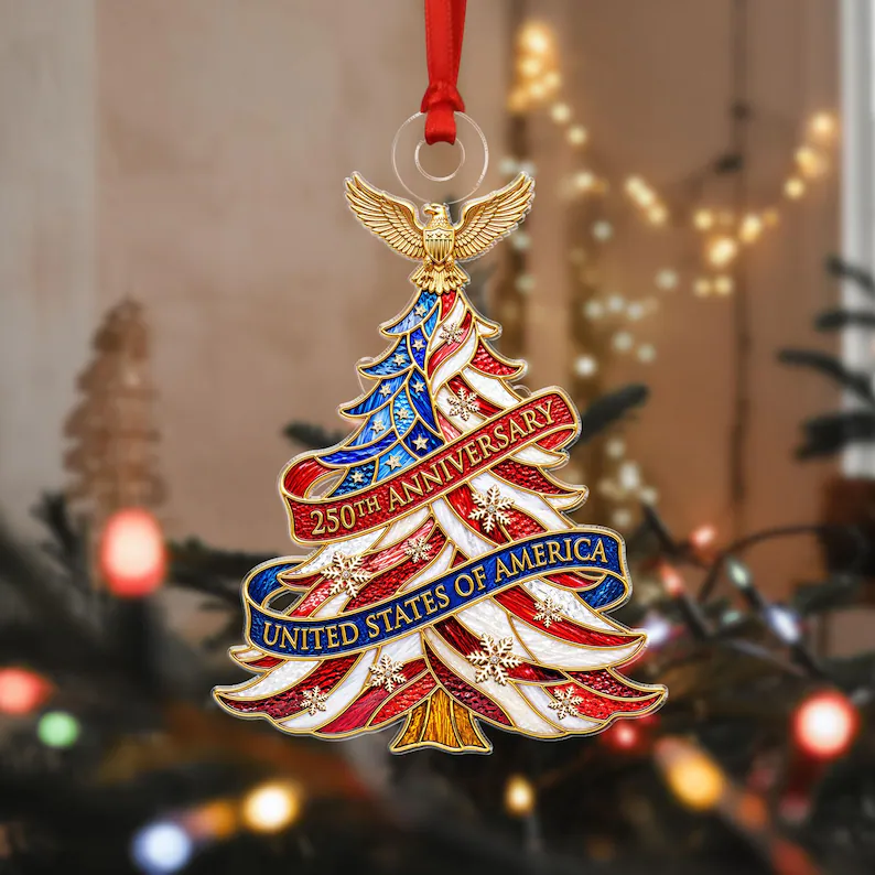 250 Years America 2D Ornament, 250th Anniversary Xmas Decor, Patriotic Christmas Tree Ornament, 1776 - 2026 Keepsake Gift, USA Christmas Bauble 579281ba-6dde-48ae-b929-d090884ae8ce-h4.png