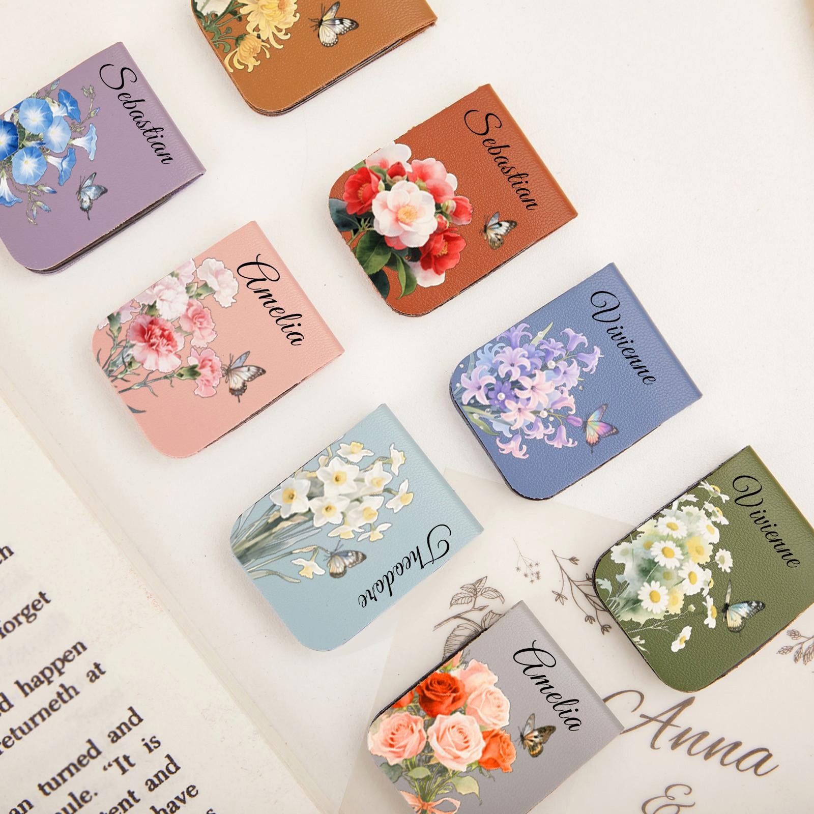 Leather bookmark with birth flower, personalized leather magnetic bookmark, custom name bookmark, birthday gift for book lovers 579806a9-a0e3-4134-b5bb-838638b43aa3-1.jpg