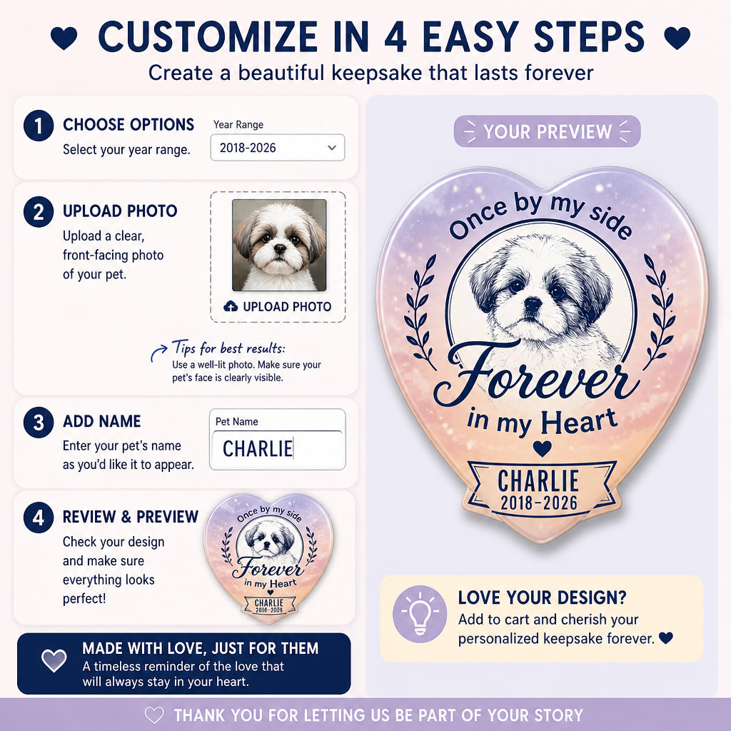 Heart Pet Memorial Fridge Magnet – Once by My Side - Personalized Custom Shape Fridge Magnet 57ce0fb8-e2e4-4da1-8ad0-d95e4493b723.jpg