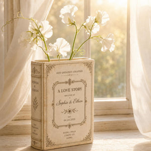 Custom Toile De Jouy Ceramic Book Vase, Personalised Wedding Gift for Couple, Bridal Shower Gift, Engagement, Wedding Gift, Bridesmaid Gift 57d3da97-1182-4657-b02a-ff69bd4139f6-5.jpg