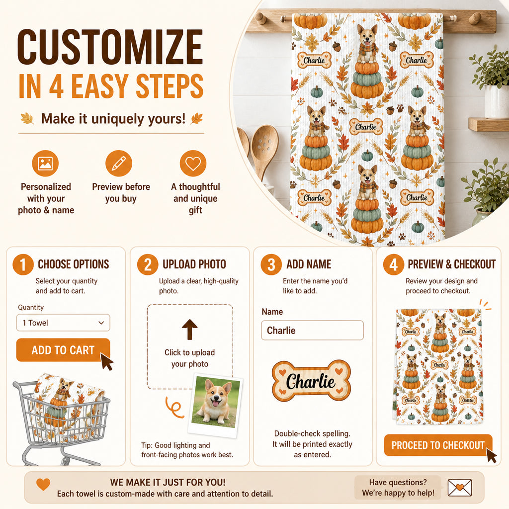 Autumn Pup Name Pattern Kitchen Towel - Personalized Kitchen Towel 57e99736-fdcc-4b04-bdb6-3139252ace04.jpg