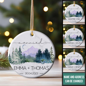 Mountain And Hills Married Christmas - Personalized Ornament - Christmas Gift