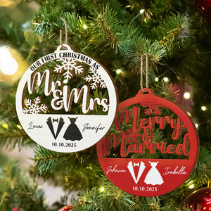 First Christmas Couple Merry & Married - Personalized Custom Shaped Wooden Ornament 581374e3-f872-4c59-a5a7-3e94021bc658-AT1754-CIN3607-MK-5.jfif