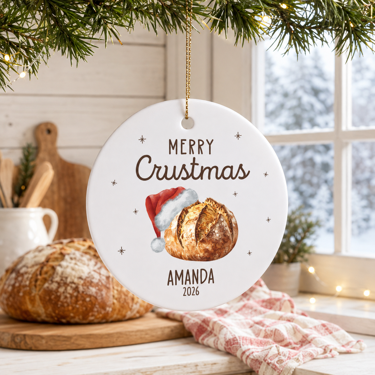 Sourdough Christmas Gifts, Sourdough Ornament, Personalized Baking Gifts, Sourdough Mama, Kitchen Decor, Sourdough Starter, Bread Ornament 58229faa-13d9-40a0-b69f-69e360f588c4-banner-5.png