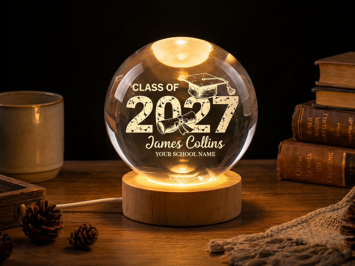 Crystal Graduation Ball Class Of 2026 2027 Gift For Graduate, Personalized Keepsake Decor, Senior Graduation Memory