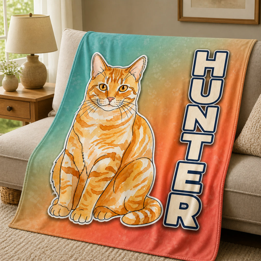 Custom Cat Portrait Name Blanket – Pop Outline Edition - Personalized Blanket 583b77af-62aa-4fa1-91ca-7a8e9328f3fe.jpg