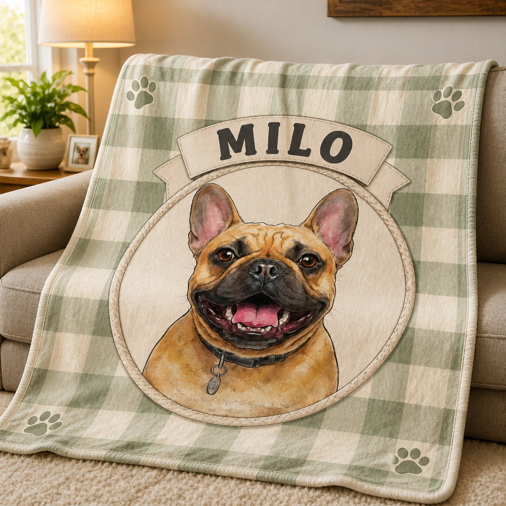Custom Pet Portrait Blanket – Gingham Badge Edition - Personalized Blanket 583f6a2e-f80e-4dca-8523-93c3e6f9c812.jpg