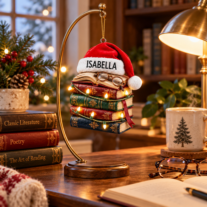 Personalized Book Stack Christmas Ornament With Santa Hat, Custom Name Reader Gift, Holiday Book Lover Decor, Acrylic Unique Festive Present 5843e3c6-e3e3-428a-a47c-fd86d5ca840b-5c368fe8-536f-4df1-ae02-7956533ca508.png