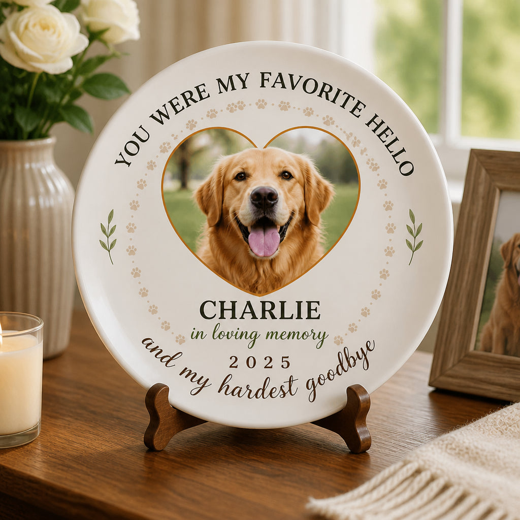 Pet Memorial Photo Plate — Favorite Hello, Hardest Goodbye - Personalized Personalized Ceramic Plate 584e222d-f0e9-4d52-98d5-6ec2b49c5509.jpg