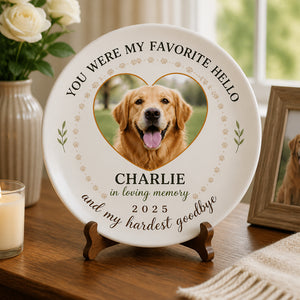 Pet Memorial Photo Plate — Favorite Hello, Hardest Goodbye - Personalized Personalized Ceramic Plate 584e222d-f0e9-4d52-98d5-6ec2b49c5509.jpg