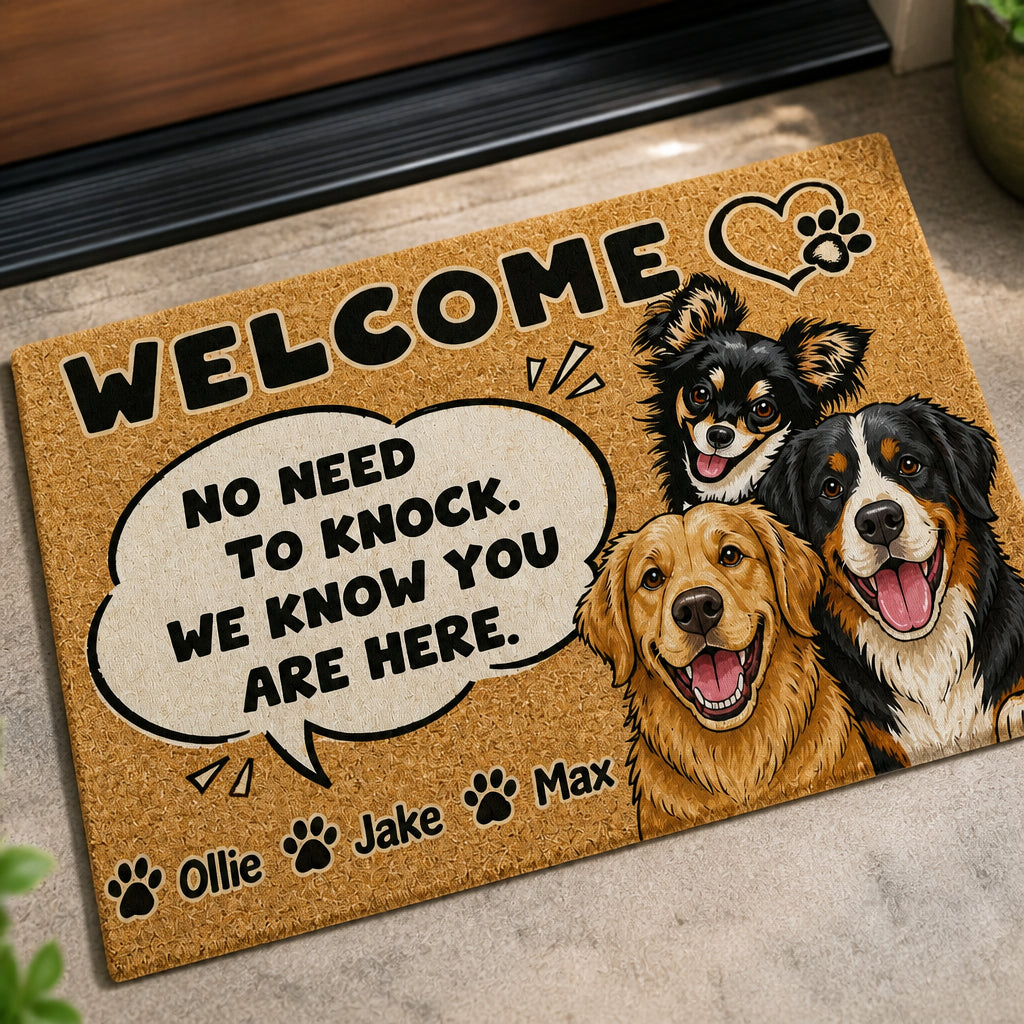 Welcome – No Need To Knock Dog Photo Doormat - Personalized Doormat 587b9127-28cb-47d6-a33f-1a5e49065dd1.jpg