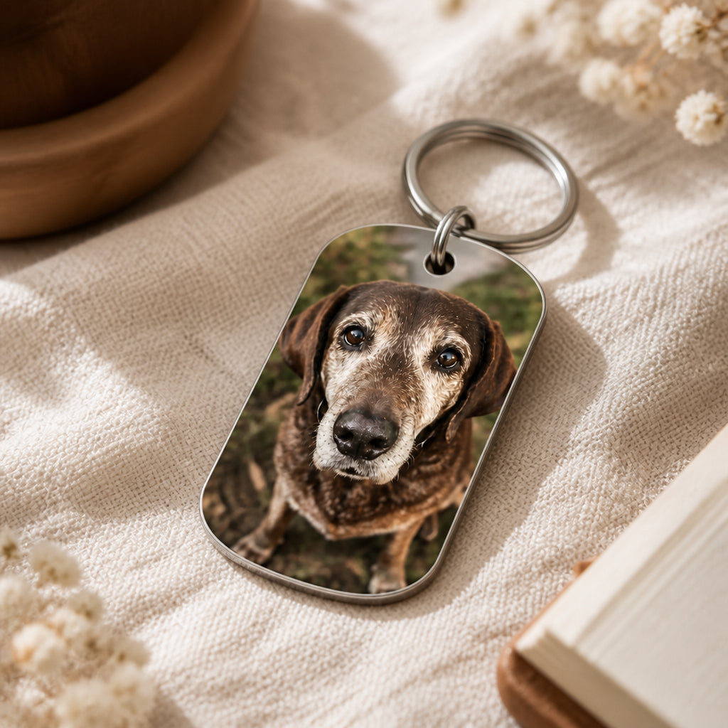 Pet Memorial Photo Keychain – Once By My Side, Forever In My Heart - Personalized Color Printed Stainless Steel Keychain 58824d8d-1393-4be3-a9c4-7ddcf9afbd1c.jpg