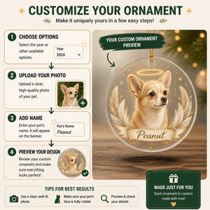 Angel Wings Pet Memorial Photo Ornament – Custom Pet Portrait & Name - Personalized Transparent Acrylic Ornament 58939145-07cf-40eb-9dde-6cb2cc4ccf9d.jpg