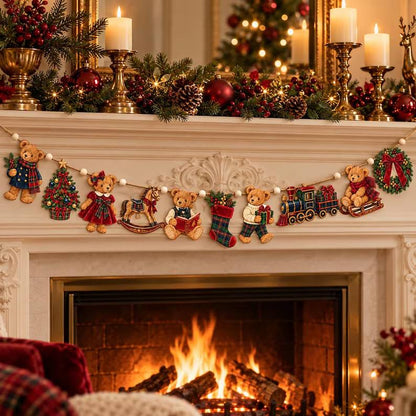 Wooden Christmas Garland: Ten Teddy Bear and Toy Pieces with Tartan Details 58bc5e8b-8574-49bc-8cde-978bbfc8078a-dftuh56-2-.jpg