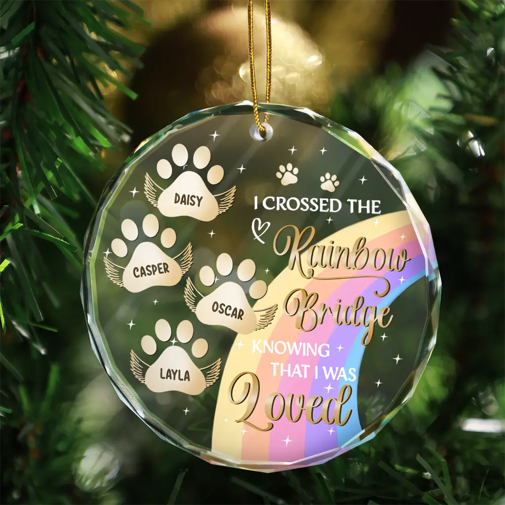 I Crossed The Rainbow Bridge Memorial Pet - Personalized Circle Glass Ornament 58cbe7fb-19d1-4212-bb25-d47f13c1969b-NN565-NGO2630-MK2_0091f736-f86d-425f-a5a9-caa667042342.png