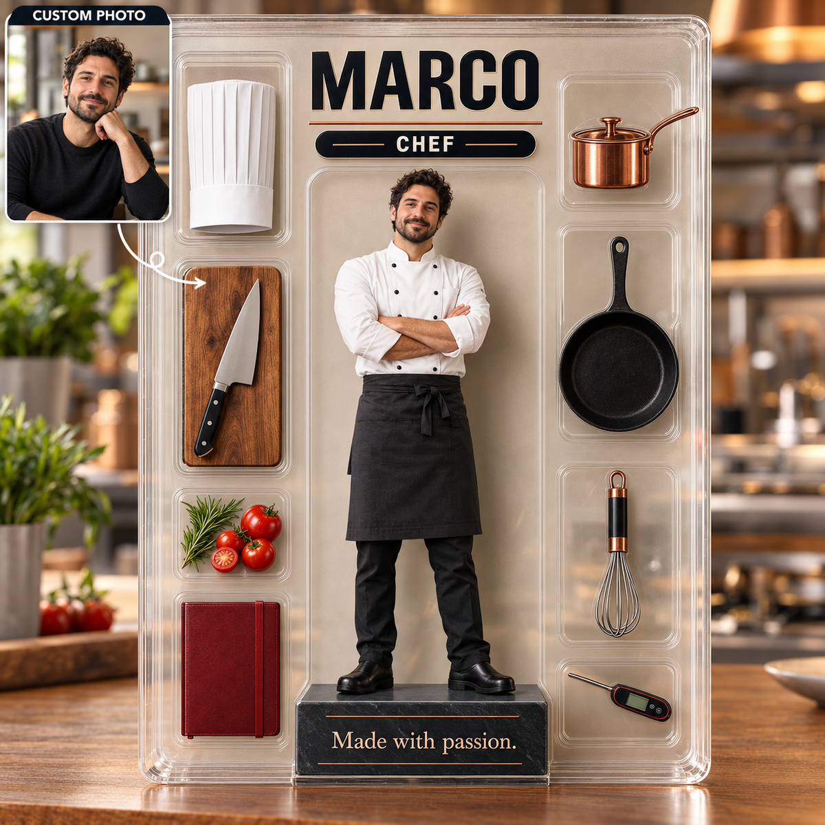 Personalized Chef Acrylic Table Sign, Custom Shape Photo & Name Plaque, Kitchen Counter Decor, Gift for Chefs and Cooking Lovers 58d0b752-e8cd-46a7-835f-d9ff34171c69-B-ng-acrylic-u-b-p-Marco.png