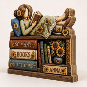 Personalized Book Lover Wooden Block, Custom Name Reading Girl Shelf Decor, Sunflower Bookish Gift, Library Desk Sign 58e5bcec-e3e7-44f3-b114-121426179316-fffr-3-.webp