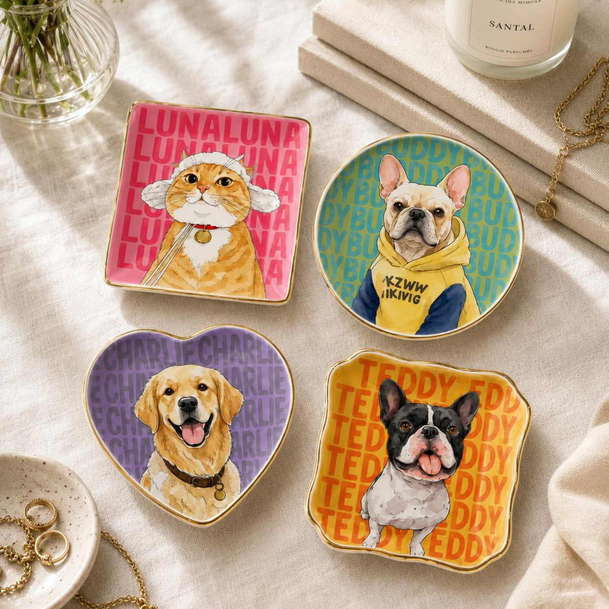 Personalized Pet Photo Portrait Jewelry Dish, Custom Dog Cat Name Trinket Tray, Watercolor Pet Keepsake, Pet Lover Memorial Sympathy Gift 58f7c14e-884f-4987-ace1-40534364cab1-1.png