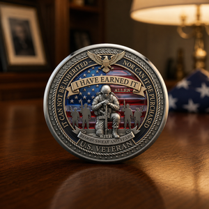 Custom The Sacrifice Of Veterans Keepsake Coin, American Flag Design Keepsake Coin, USA Strong Soldier, Veteran Gift, Father's Day Gift