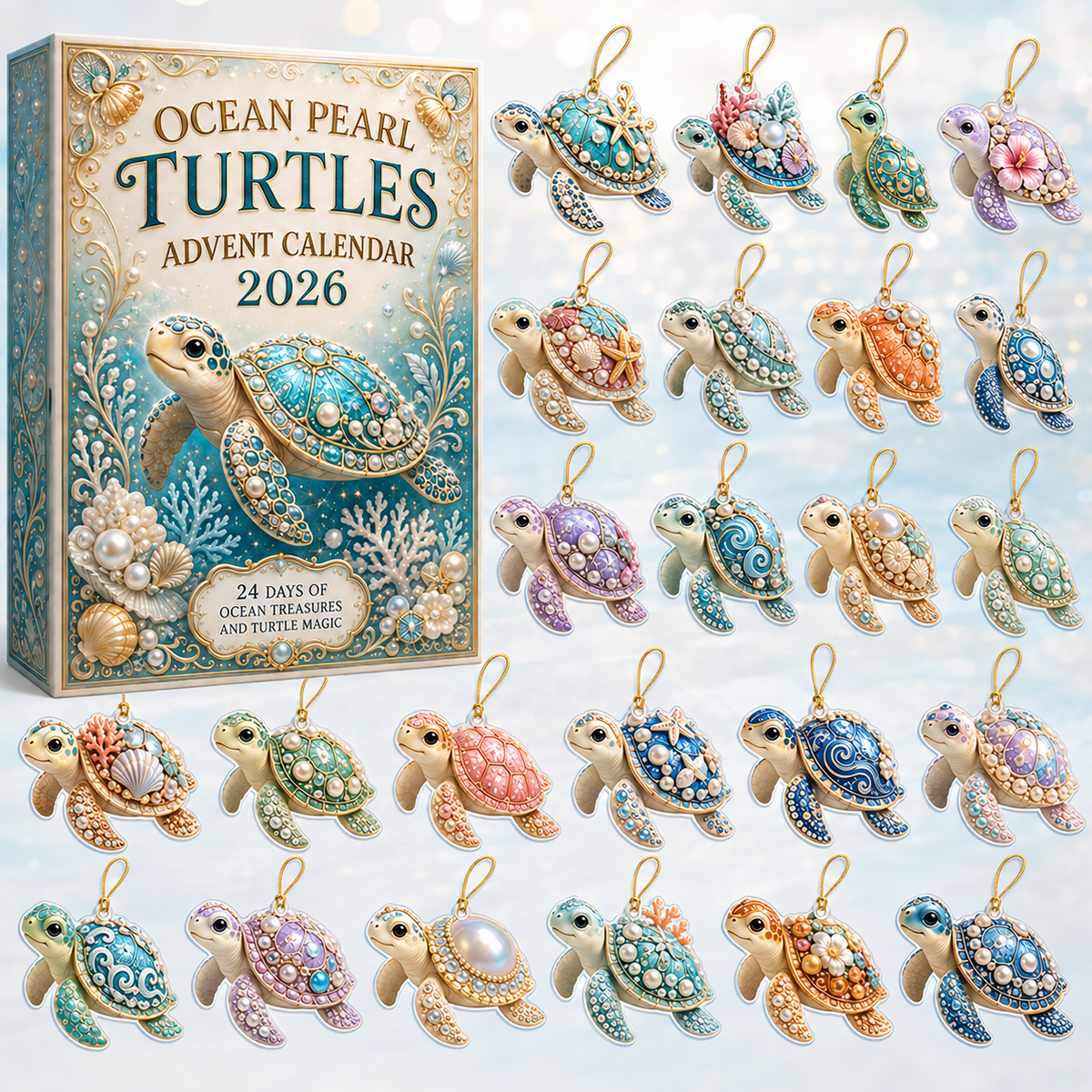 Pearl Sea Turtle Voyage Advent Calendar 2026 - 24-Day Festive Countdown, Acrylic Charms Blind Box - Gift For Turtle Lovers 58fb3c12-ba67-4893-86e1-5dfc81c3dca9-pearl-turtle-box-charms.png