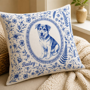Custom Pet Cameo Toile Pillow – Photo-to-Ink Portrait with Name - Personalized Pillow 58ff394c-46a9-4819-befe-d561ef6c0404.jpg
