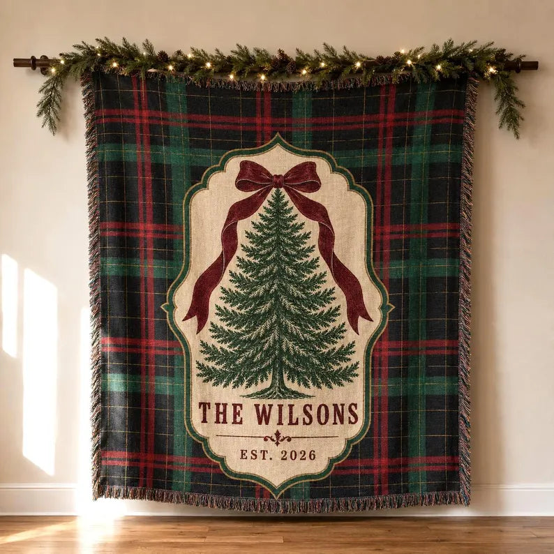 Personalized Woven Blanket Custom Family Name Tartan Plaid Christmas Throw Holiday Tree Gift 5908ca21-ede3-477c-8076-70504f72c8ef-hjj-2-.webp