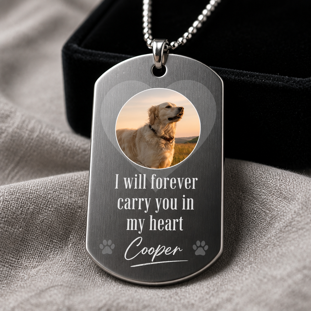 Pet Memorial Photo Dog Tag Necklace – I Will Forever Carry You In My Heart - Personalized Dogtag Necklace 59308fef-5b7f-422e-80f2-211b50d5f637.png