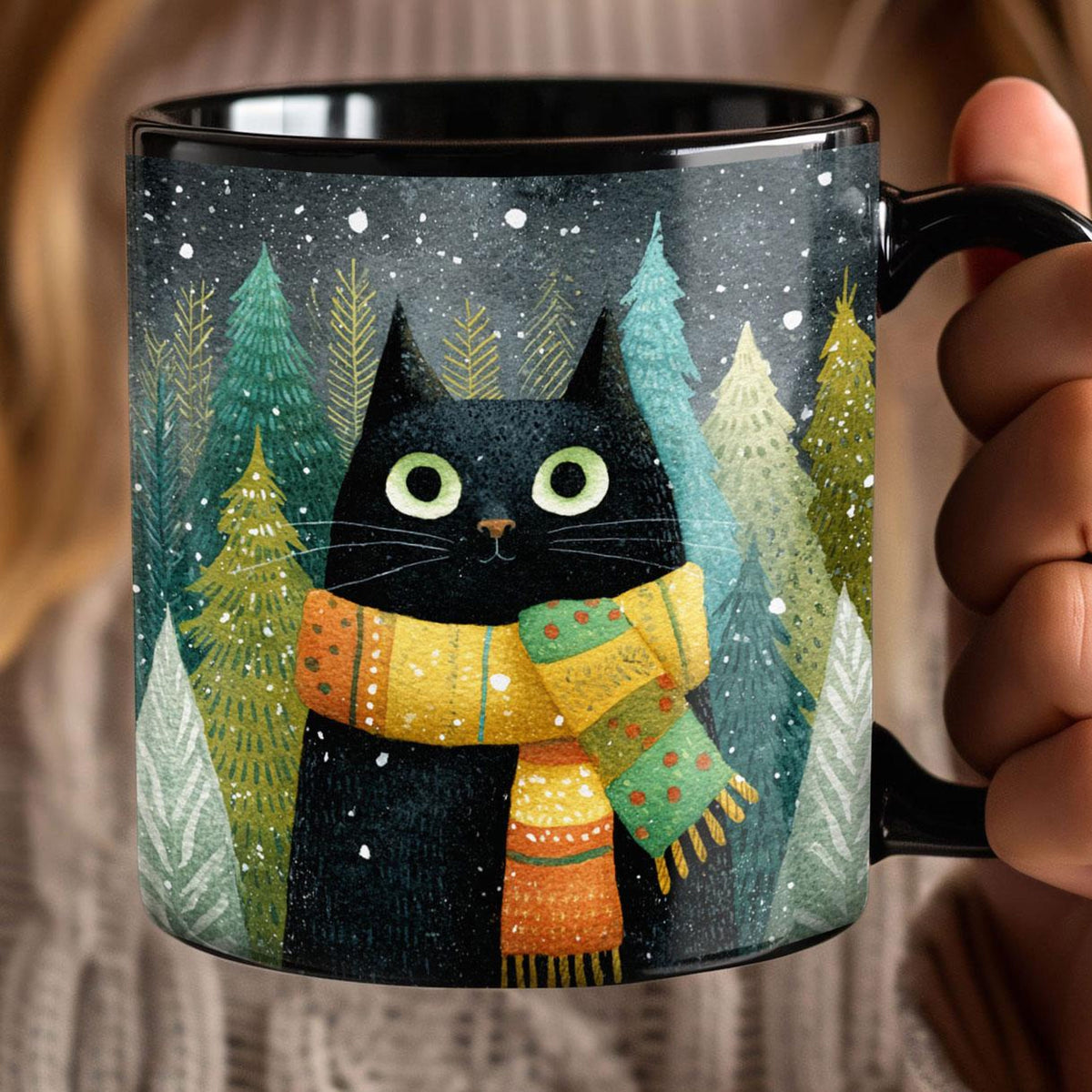 Black Cat Holiday Coffee Cup, Christmas Tree Cat Lover Gift, Black Ceramic Mug, Morning Coffee cup, Christmas Cat Mug, Winter Cat Tea Cup 59360fe5-8bb2-443e-afb4-1e67244bbd02-1.jpg