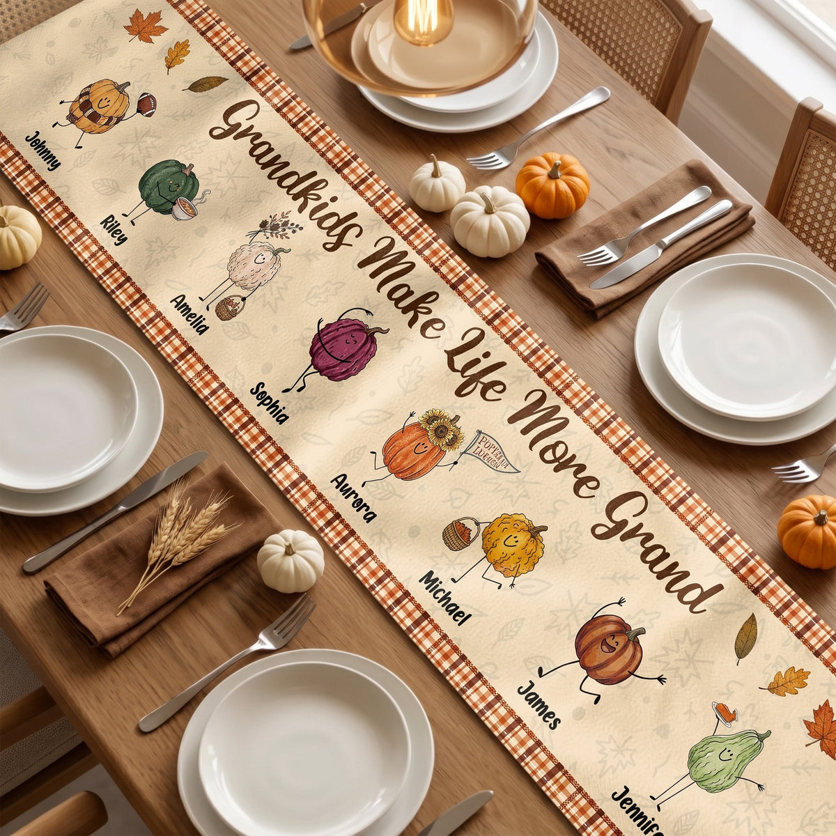 Grandkids Make Life More Grand Autumn Vibes - Personalized Table Runner 5942e53a-0e60-4392-85f6-2c69d775129e-1.jpg