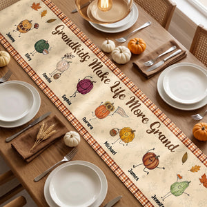 Grandkids Make Life More Grand Autumn Vibes - Personalized Table Runner 5942e53a-0e60-4392-85f6-2c69d775129e-1.jpg