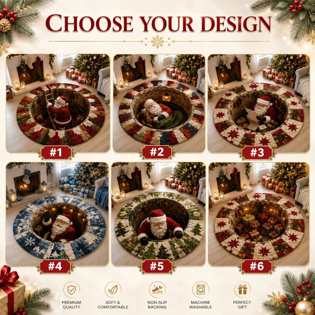 Santa Claus 3D Illusion Round Rug, Spiral Staircase Christmas Vortex Floor Mat, Non Slip Xmas Area Rug, Holiday Home Decor Gift 595d70f0-ccca-482e-bf11-6ded4f51e0be-option.jpg