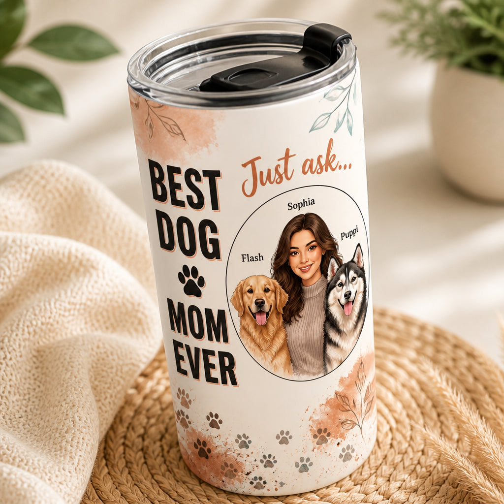 Best Dog Mom Ever Custom Portrait Tumbler (You + Up to 2 Dogs) - Personalized Tumbler 59609540-f780-4c23-b955-feef19aaf3ed.jpg