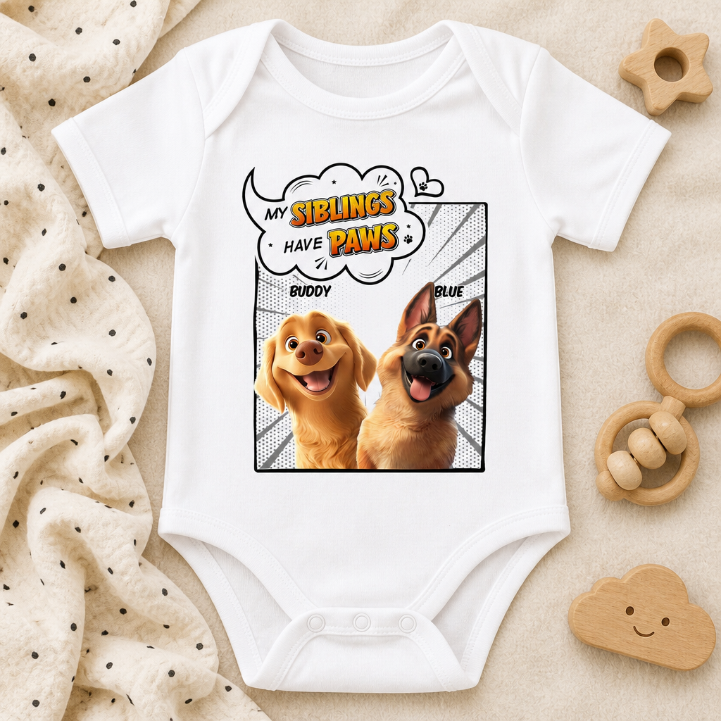 My Siblings Have Paws — Custom Pet Portrait Baby Onesie - Personalized Baby Onesie With Color 59796cea-b88e-49b1-a754-28ce0d94f7d8.png