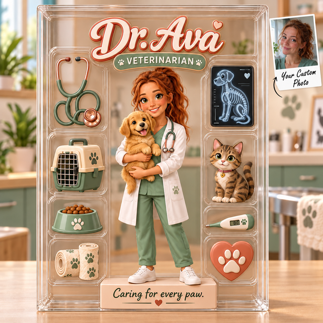 Personalized Veterinarian Acrylic Table Sign, Custom Photo & Name Plaque, Vet Clinic Desk Decor, Veterinarian Appreciation Gift 599787b4-2af5-4b85-b7bf-ccb512dea637--nh-ch-n-dung-th-t-tr-n-b-ng-acrylic.png