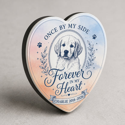 Pet Memorial Heart Fridge Magnet – Once By My Side - Personalized Custom Shape Fridge Magnet 59ad6aa0-4b10-4293-b46c-55d0149f27d8.jpg
