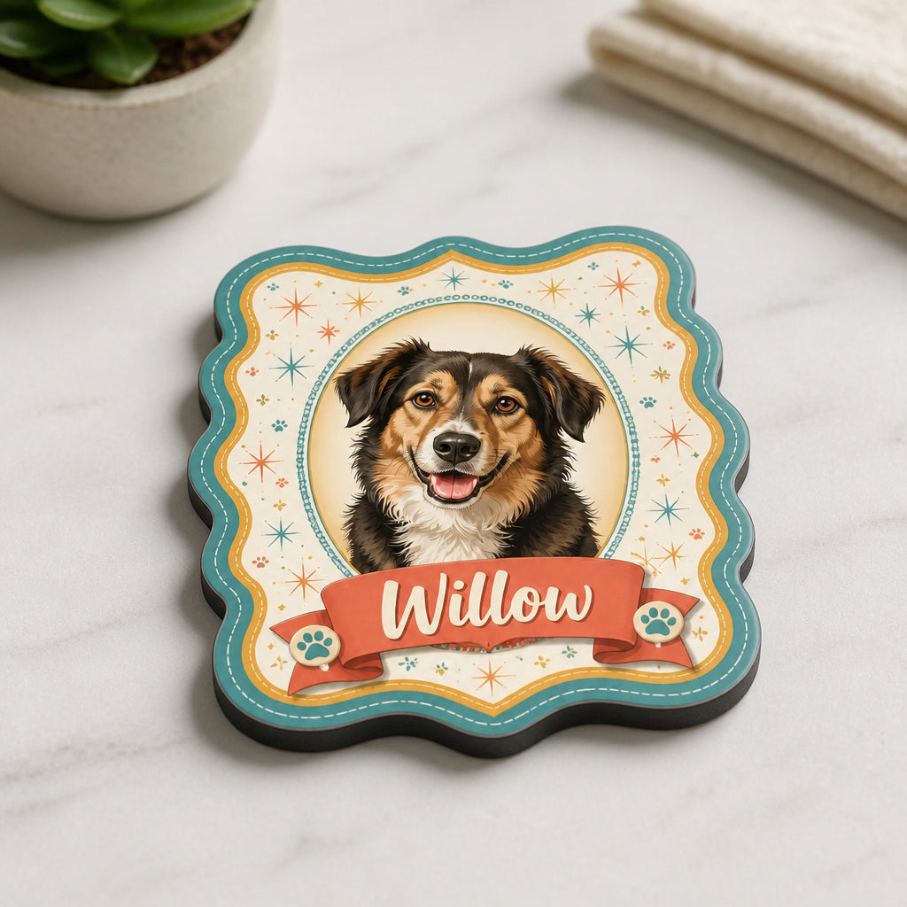 Custom Pet Portrait Name Magnet – Retro Scallop Frame - Personalized Custom Shape Fridge Magnet 59bb5806-4473-4fae-b9e6-03d4f034e278.jpg