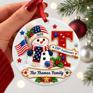 Patriotic Snowman Initial Custom Name - Real 3D Raised Ornament 59c64ae4-de10-40b2-bab5-87f98681275a-4-3-.png