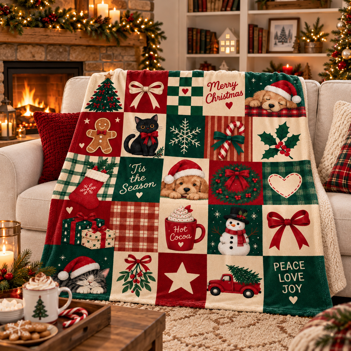 Christmas Patchwork Blanket, Black Cat Puppy Throw, Red Green Plaid Flannel Fleece, Gingerbread Snowman Decor, Cozy Holiday Gift for Women 59c8a902-ef47-498a-a380-9e763114932d-cd357bf3-23a1-4ce1-8419-fa40f8c7c40c.png