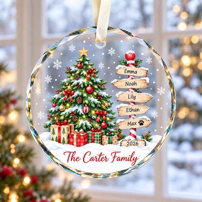 Personalized Family Glass Ornament, Custom Christmas Tree Signpost Keepsake With Kids Names, Pet Name and Year 59d4f1b6-84b9-4c21-909a-dbf5feda4cc9-banner-1.png