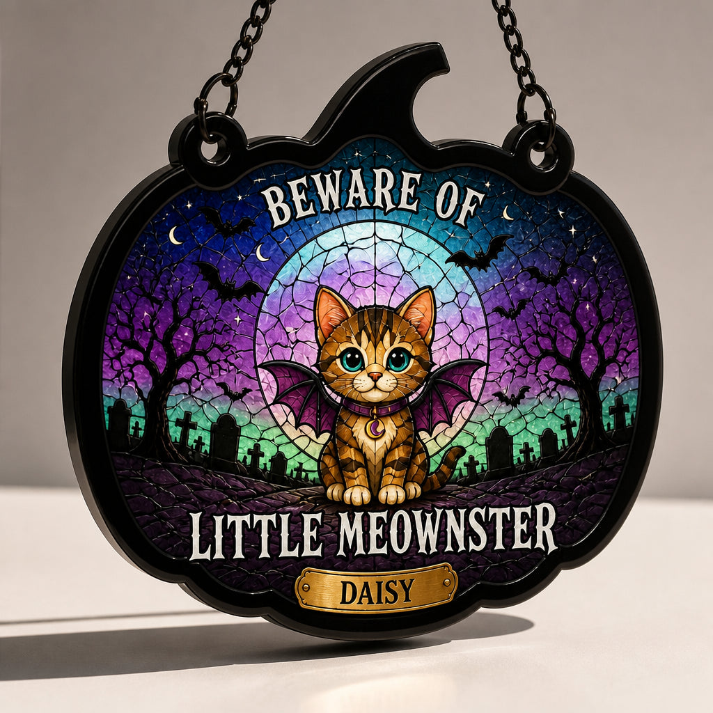 Beware of Little Meownster – Halloween Cat Suncatcher (Name) - Personalized Suncatcher Stained Glass 59efdad5-1c6b-499a-ac82-f5a151539b7a.jpg