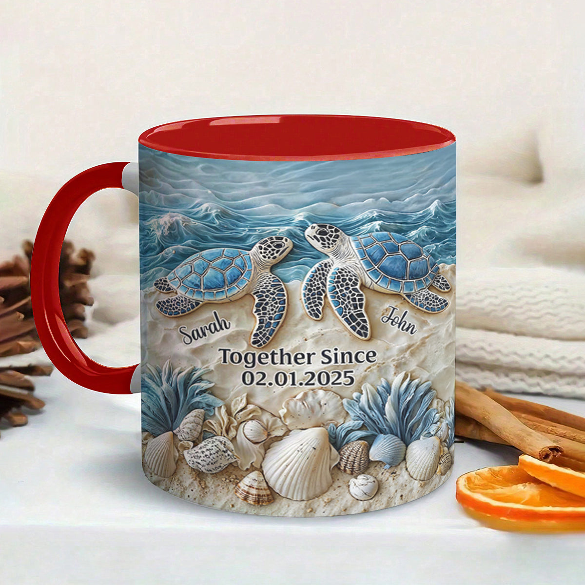 Sea Turtle Couple Accent Mug Personalized Forever By The Sea