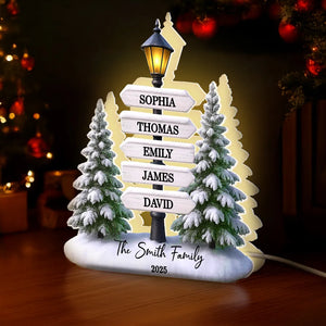 Family Lamp Posts Directional Signs Christmas Night - Personalized Light Box - Christmas Gift For Family