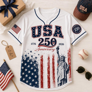 Personalized USA 250 Baseball Jersey, Custom Name America 250th Anniversary Jersey, 1776 2026 Patriotic Shirt, 4th of July Gift
