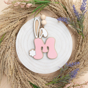 Personalized Bunny Letter Easter Basket Tag, Custom Wood Name Tag, Gift For Kid, Gift For Baby