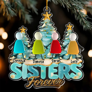 Besties Forever Personalized Sea Glass 3D Effect Ornament For Best Friend