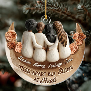 Black Sistas On The Moon - Personalized Acrylic Ornament - Christmas Gift For Sisters, Friends