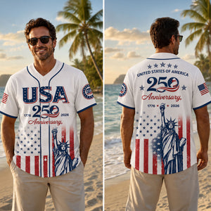 USA 250th Anniversary Patriotic Statue of Liberty Baseball Jersey Shirt