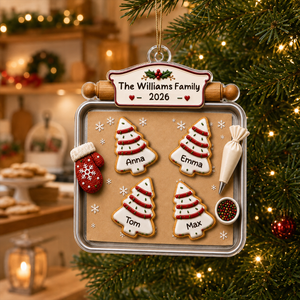 Christmas Tree Cakes Tray Custom Family Names - Personalized Acrylic Ornament - Christmas Gift For Family