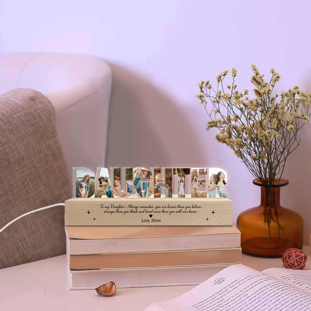 Personalized Daughter Photo Collage Night Light, Daughter Mother Gift, Gift For Daughter, Daughter Birthday Gift, Gift From Mom